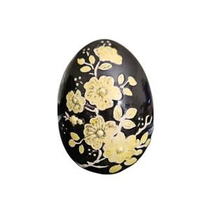 Hand Painted Black Floral Ceramic Decorative Egg Art Pottery Home Decor